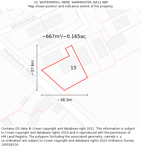 15, WHITEMARSH, MERE, WARMINSTER, BA12 6BP: Plot and title map