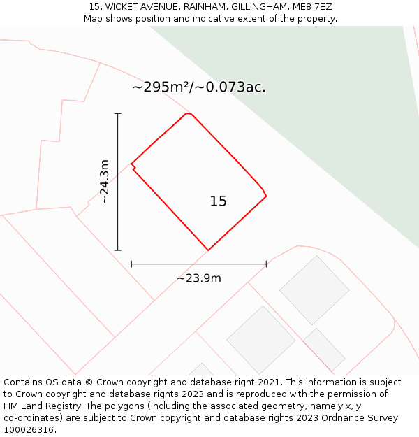 15, WICKET AVENUE, RAINHAM, GILLINGHAM, ME8 7EZ: Plot and title map