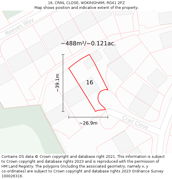 16, CRAIL CLOSE, WOKINGHAM, RG41 2PZ: Plot and title map