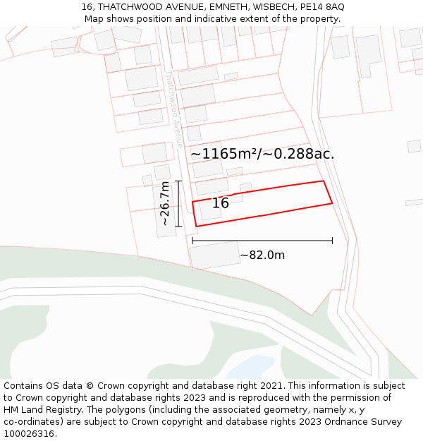 16, THATCHWOOD AVENUE, EMNETH, WISBECH, PE14 8AQ: Plot and title map