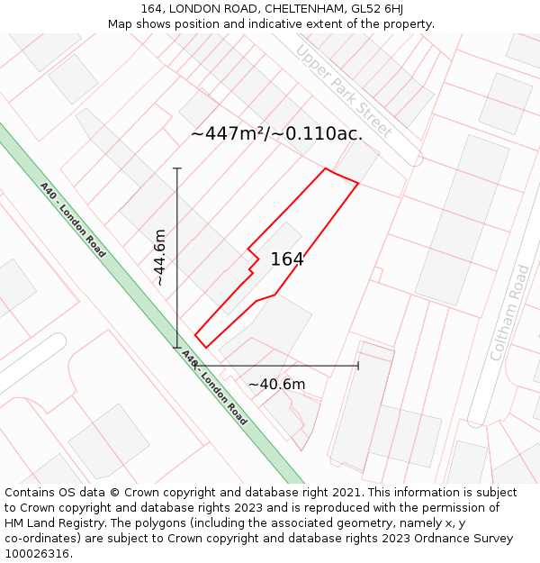 164, LONDON ROAD, CHELTENHAM, GL52 6HJ: Plot and title map