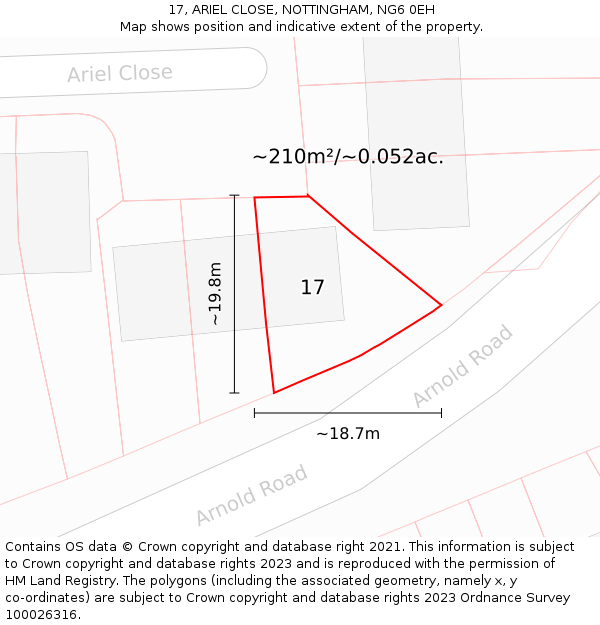 17, ARIEL CLOSE, NOTTINGHAM, NG6 0EH: Plot and title map