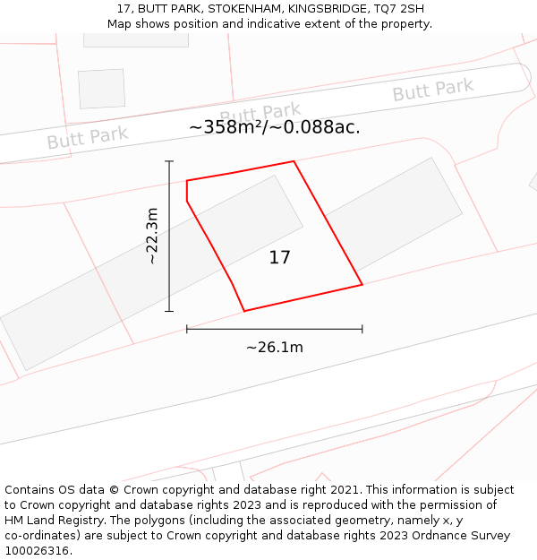 17, BUTT PARK, STOKENHAM, KINGSBRIDGE, TQ7 2SH: Plot and title map