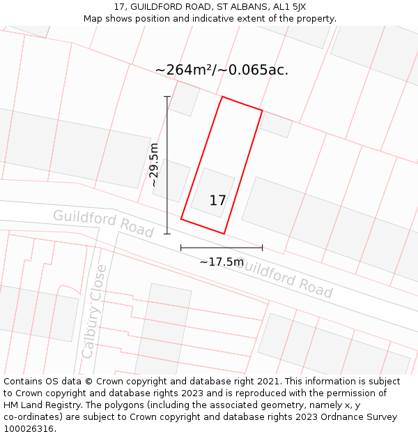 17, GUILDFORD ROAD, ST ALBANS, AL1 5JX: Plot and title map