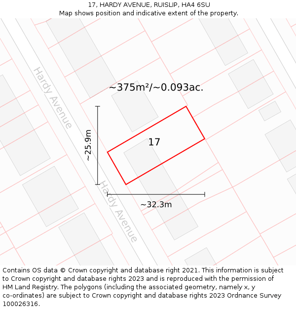 17, HARDY AVENUE, RUISLIP, HA4 6SU: Plot and title map