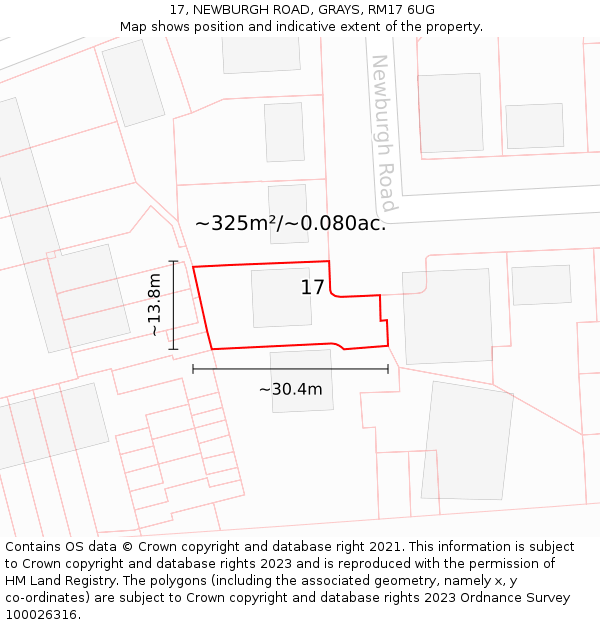 17, NEWBURGH ROAD, GRAYS, RM17 6UG: Plot and title map