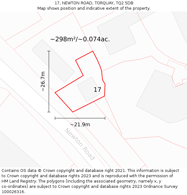 17, NEWTON ROAD, TORQUAY, TQ2 5DB: Plot and title map