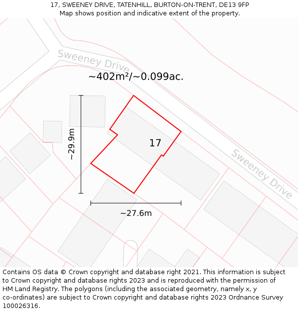 17, SWEENEY DRIVE, TATENHILL, BURTON-ON-TRENT, DE13 9FP: Plot and title map