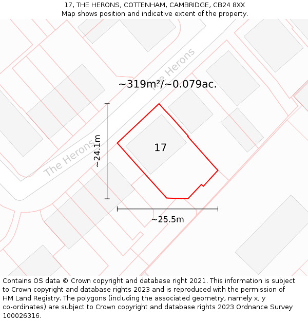 17, THE HERONS, COTTENHAM, CAMBRIDGE, CB24 8XX: Plot and title map