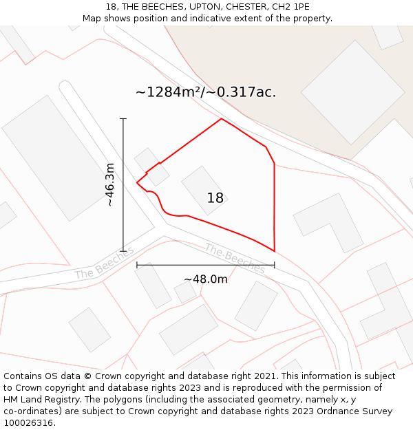 18, THE BEECHES, UPTON, CHESTER, CH2 1PE: Plot and title map