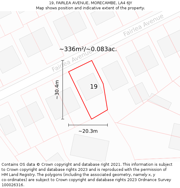 19, FAIRLEA AVENUE, MORECAMBE, LA4 6JY: Plot and title map