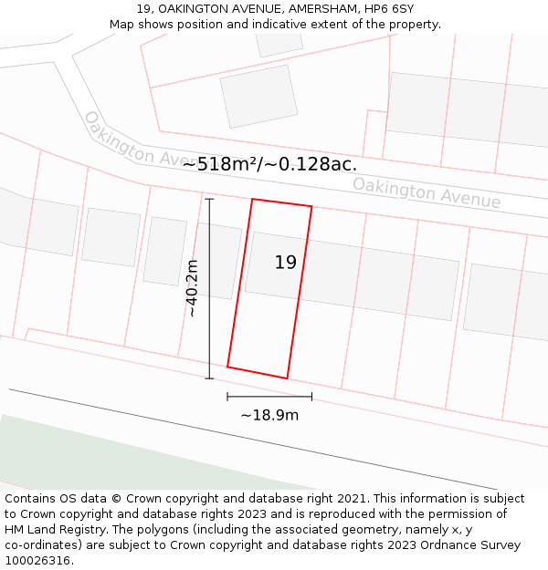 19, OAKINGTON AVENUE, AMERSHAM, HP6 6SY: Plot and title map