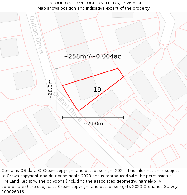 19, OULTON DRIVE, OULTON, LEEDS, LS26 8EN: Plot and title map