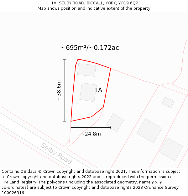 1A, SELBY ROAD, RICCALL, YORK, YO19 6QP: Plot and title map