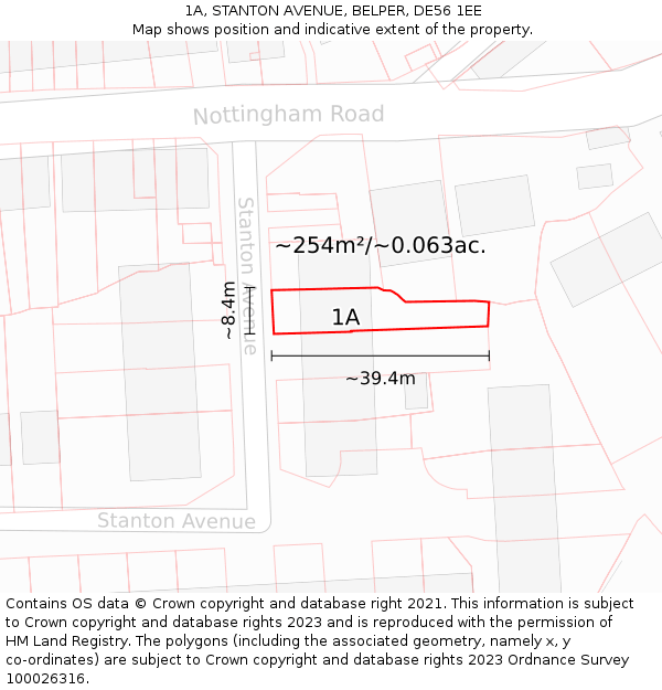 1A, STANTON AVENUE, BELPER, DE56 1EE: Plot and title map