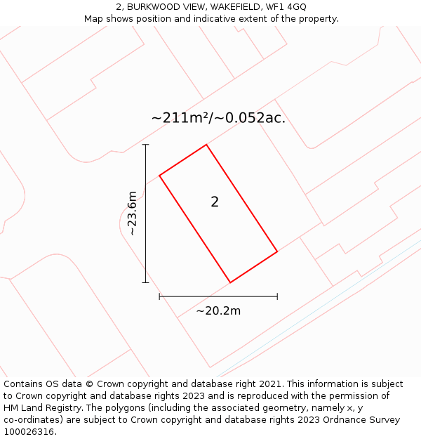 2, BURKWOOD VIEW, WAKEFIELD, WF1 4GQ: Plot and title map