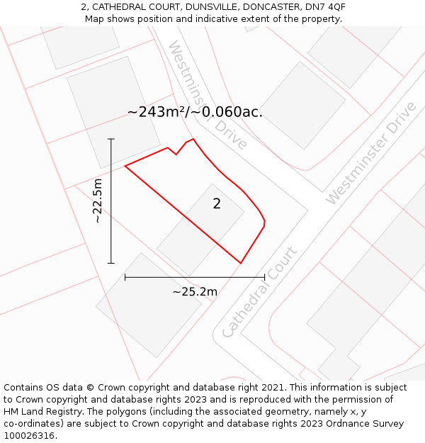 2, CATHEDRAL COURT, DUNSVILLE, DONCASTER, DN7 4QF: Plot and title map