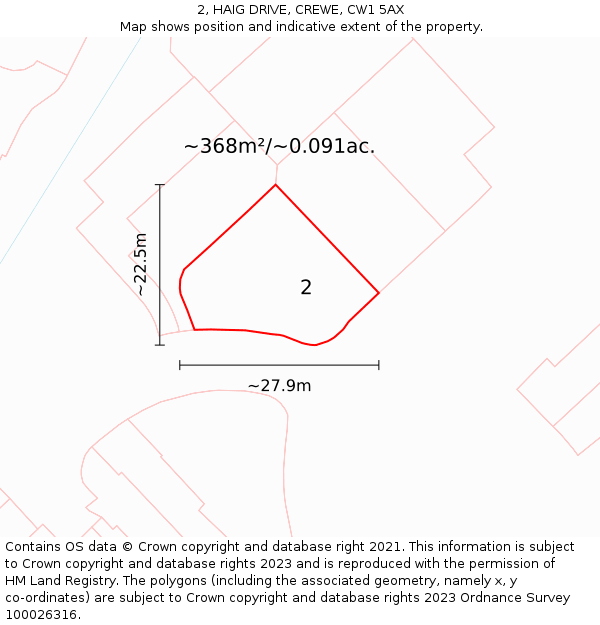 2, HAIG DRIVE, CREWE, CW1 5AX: Plot and title map