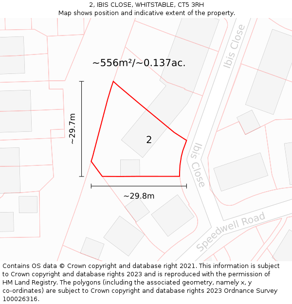 2, IBIS CLOSE, WHITSTABLE, CT5 3RH: Plot and title map