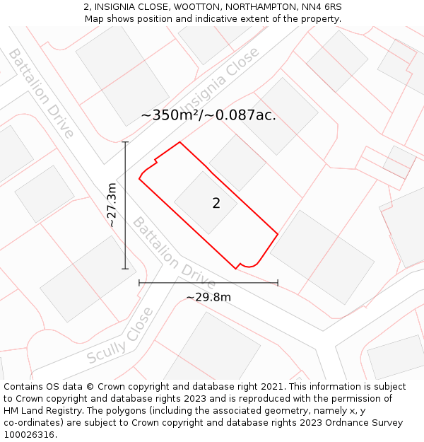 2, INSIGNIA CLOSE, WOOTTON, NORTHAMPTON, NN4 6RS: Plot and title map