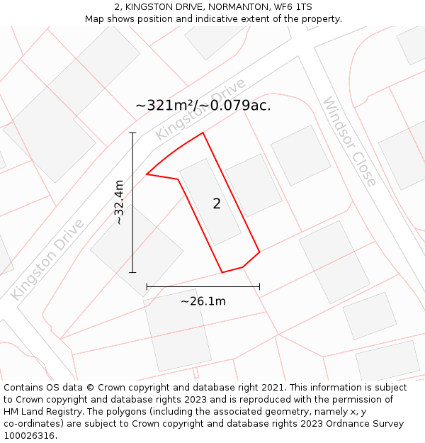 2, KINGSTON DRIVE, NORMANTON, WF6 1TS: Plot and title map