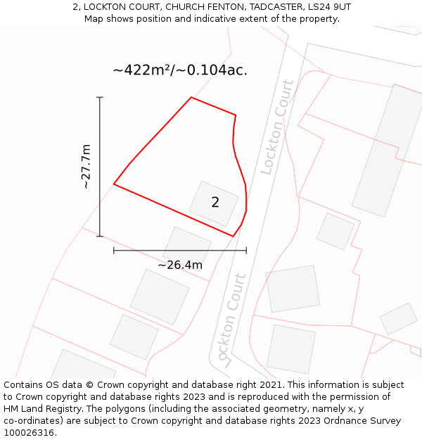 2, LOCKTON COURT, CHURCH FENTON, TADCASTER, LS24 9UT: Plot and title map