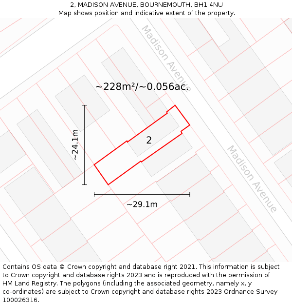 2, MADISON AVENUE, BOURNEMOUTH, BH1 4NU: Plot and title map