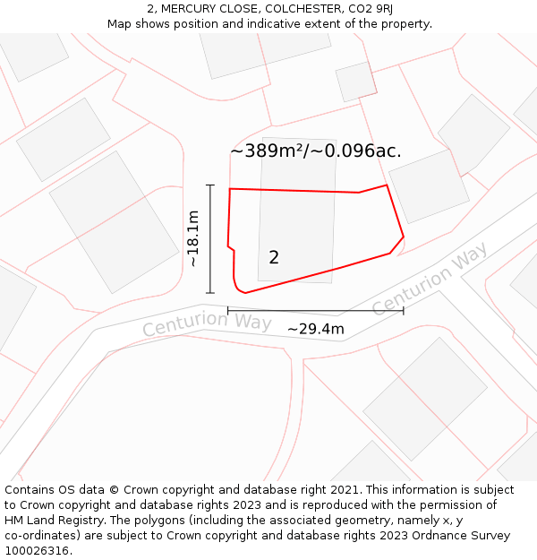 2, MERCURY CLOSE, COLCHESTER, CO2 9RJ: Plot and title map