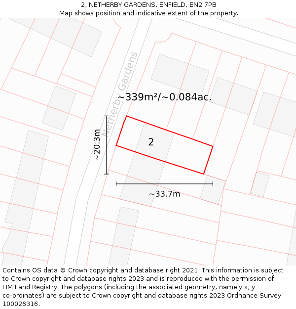 2, NETHERBY GARDENS, ENFIELD, EN2 7PB: Plot and title map