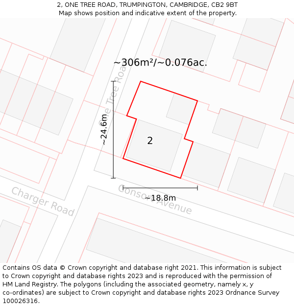 2, ONE TREE ROAD, TRUMPINGTON, CAMBRIDGE, CB2 9BT: Plot and title map