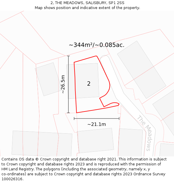 2, THE MEADOWS, SALISBURY, SP1 2SS: Plot and title map