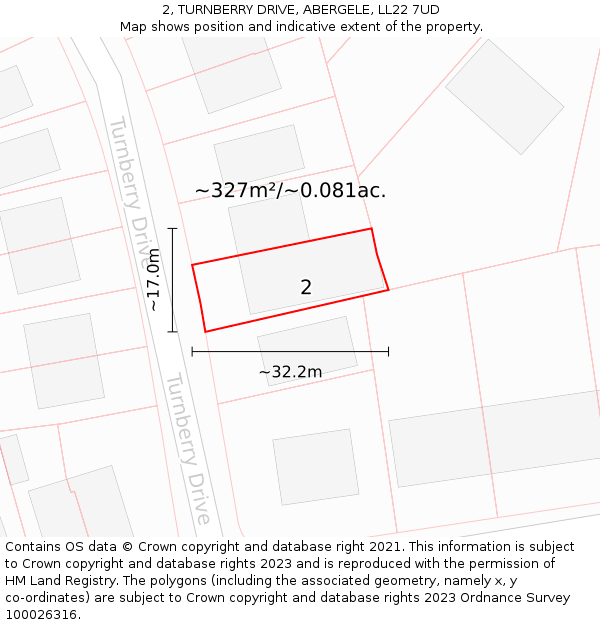 2, TURNBERRY DRIVE, ABERGELE, LL22 7UD: Plot and title map