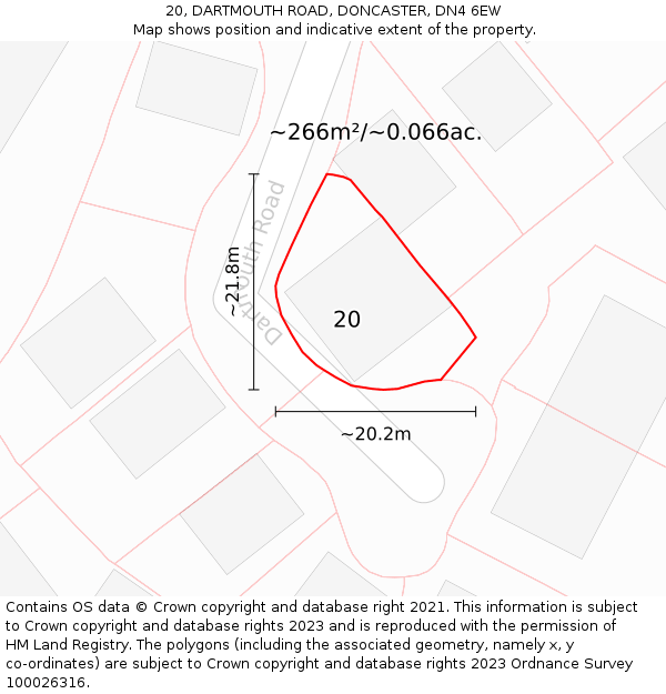 20, DARTMOUTH ROAD, DONCASTER, DN4 6EW: Plot and title map