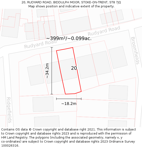 20, RUDYARD ROAD, BIDDULPH MOOR, STOKE-ON-TRENT, ST8 7JQ: Plot and title map