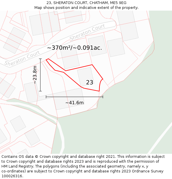 23, SHERATON COURT, CHATHAM, ME5 9EG: Plot and title map