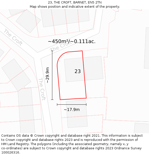 23, THE CROFT, BARNET, EN5 2TN: Plot and title map