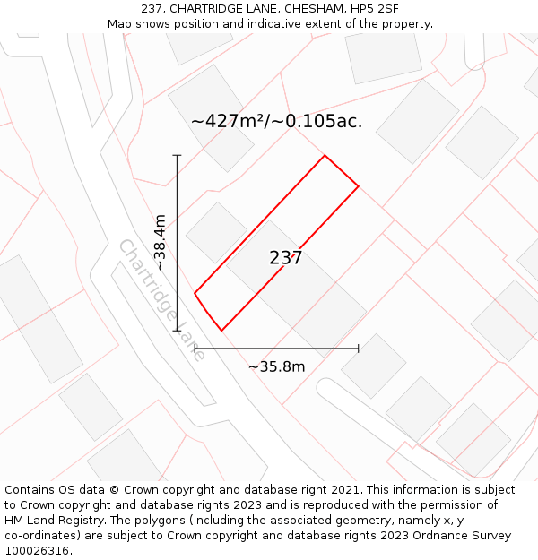 237, CHARTRIDGE LANE, CHESHAM, HP5 2SF: Plot and title map