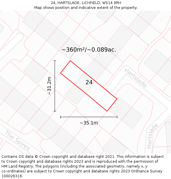 24, HARTSLADE, LICHFIELD, WS14 9RH: Plot and title map