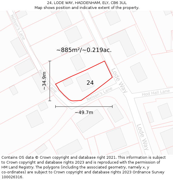 24, LODE WAY, HADDENHAM, ELY, CB6 3UL: Plot and title map