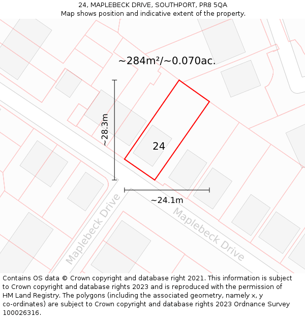 24, MAPLEBECK DRIVE, SOUTHPORT, PR8 5QA: Plot and title map