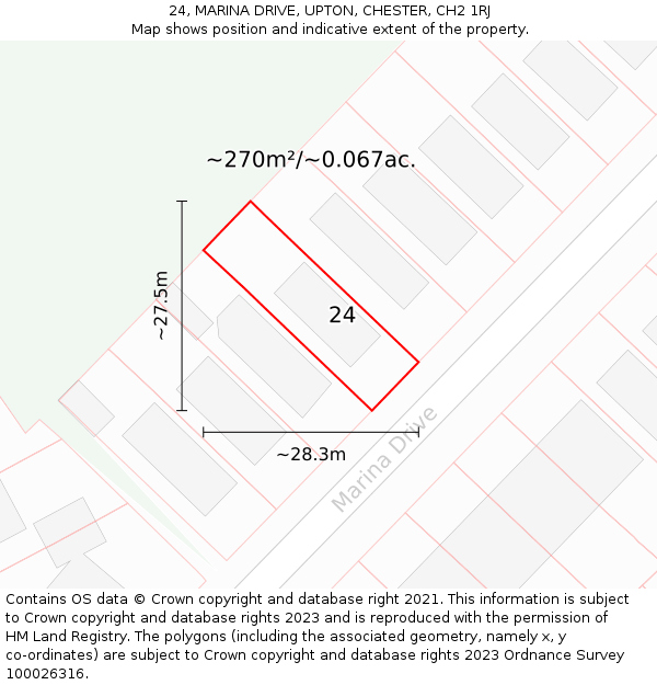 24, MARINA DRIVE, UPTON, CHESTER, CH2 1RJ: Plot and title map