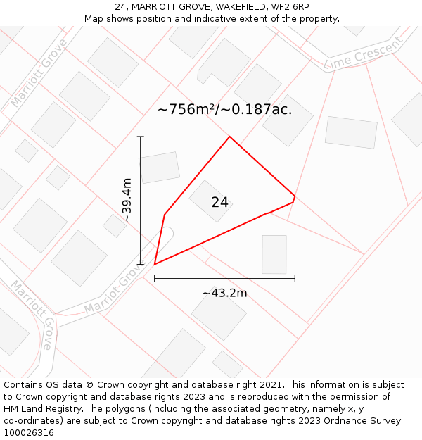 24, MARRIOTT GROVE, WAKEFIELD, WF2 6RP: Plot and title map