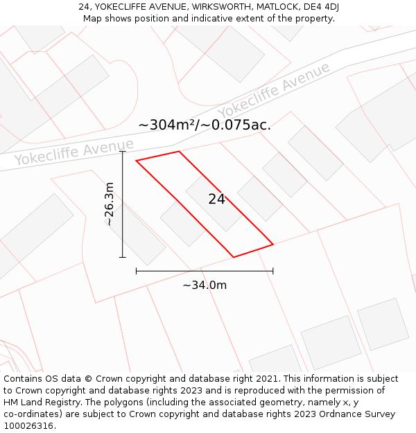 24, YOKECLIFFE AVENUE, WIRKSWORTH, MATLOCK, DE4 4DJ: Plot and title map