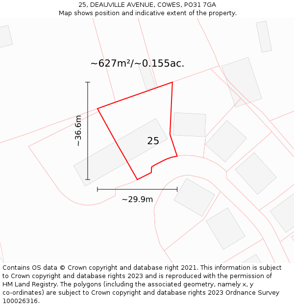 25, DEAUVILLE AVENUE, COWES, PO31 7GA: Plot and title map