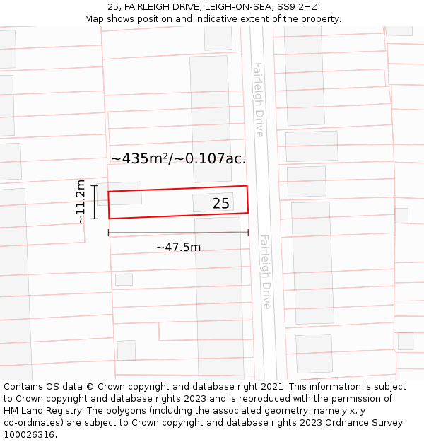 25, FAIRLEIGH DRIVE, LEIGH-ON-SEA, SS9 2HZ: Plot and title map