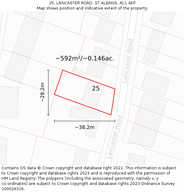 25, LANCASTER ROAD, ST ALBANS, AL1 4EP: Plot and title map