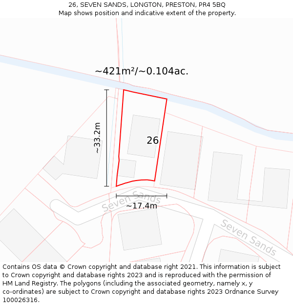 26, SEVEN SANDS, LONGTON, PRESTON, PR4 5BQ: Plot and title map