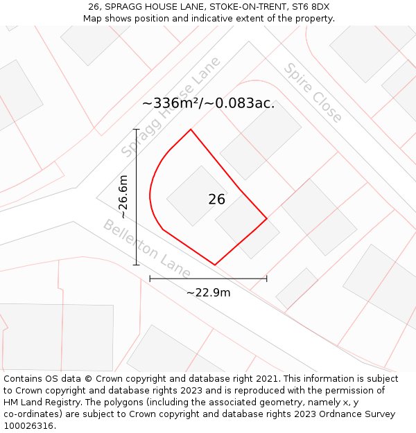 26, SPRAGG HOUSE LANE, STOKE-ON-TRENT, ST6 8DX: Plot and title map