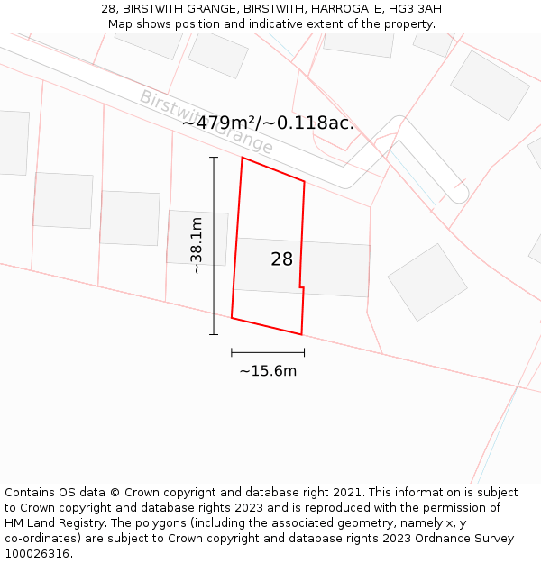 28, BIRSTWITH GRANGE, BIRSTWITH, HARROGATE, HG3 3AH: Plot and title map