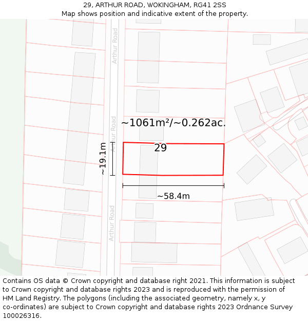 29, ARTHUR ROAD, WOKINGHAM, RG41 2SS: Plot and title map